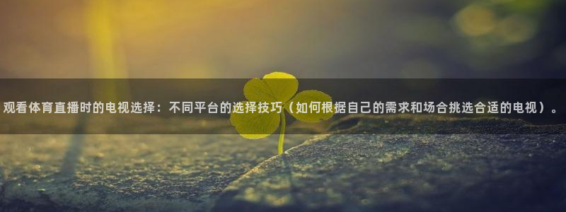 三牛娱乐网站进入方式：观看体育直播时的电视选择：不同平台的选择技巧（如何根据自己的需求和场合挑选合适的电视）。